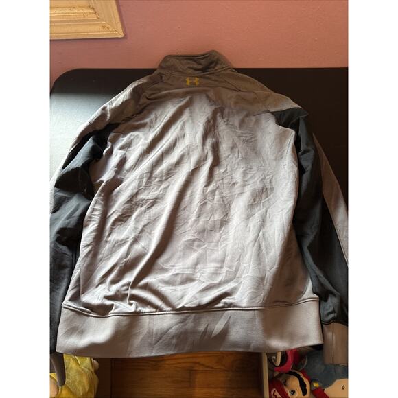 Under Armour Mens Jacket Size XL Windbreaker Full Zip Loose Yellow Gold Black - Picture 9 of 10